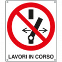 Cartello divieto lavori in corso EN ISO 7010