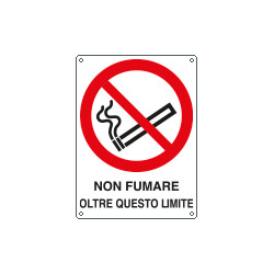 Cartello divieto non fumare oltre questo limite EN ISO 7010