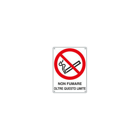 Cartello divieto non fumare oltre questo limite EN ISO 7010