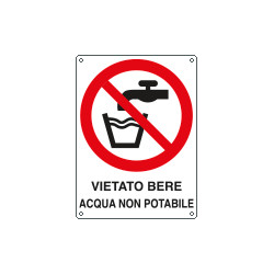 Cartello divieto bere acqua non potabile EN ISO 7010