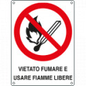 Cartello divieto fumare e/o usare fiamme libere EN ISO 7010