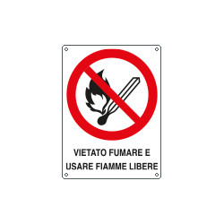 Cartello divieto fumare e/o usare fiamme libere EN ISO 7010