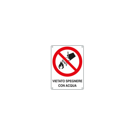 Etichetta adesiva divieto vietato spegnere con acqua EN ISO 7010.