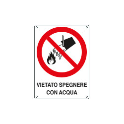 Cartello divieto spegnere con acqua EN ISO 7010
