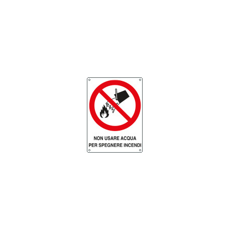 Cartello divieto non usare acqua per spegnere incendi EN ISO 7010