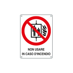 Etichetta divieto l'uso dell'ascensore in caso d'incendio EN ISO 7010