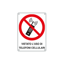 Cartello divieto uso di telefoni cellulari EN ISO 7010