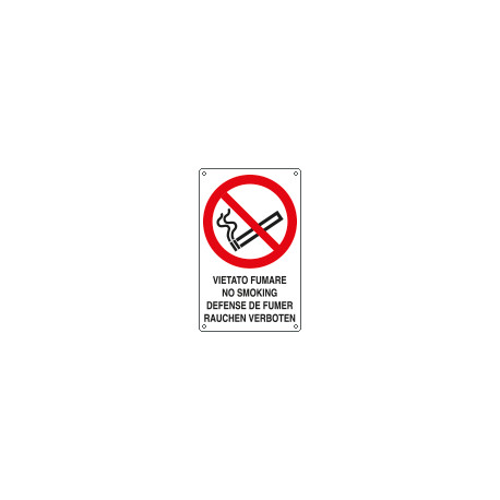 Cartello divieto vietato fumare 3 lingue EN ISO 7010