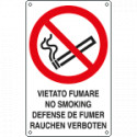 Cartello divieto vietato fumare 3 lingue EN ISO 7010