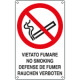 Etichetta adesiva divieto vietato fumare 3 lingue EN ISO 7010