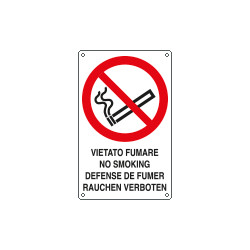 Etichetta adesiva divieto vietato fumare 3 lingue EN ISO 7010