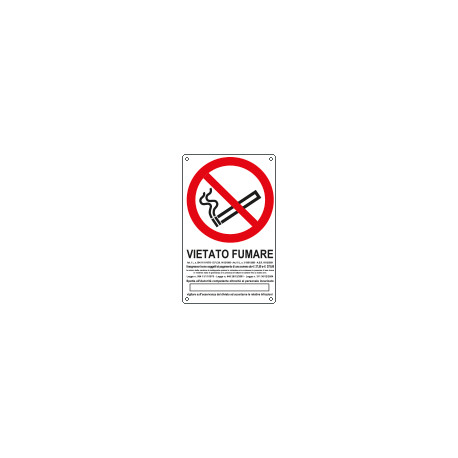Cartello divieto fumare L. 311 30/12/04+euro EN ISO 7010