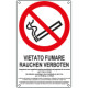 Cartello divieto fumare rauchen verboten. . EN ISO 7010