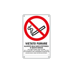 Cartello vietato fumare all'aperto in questo edificio + spazio scrivib