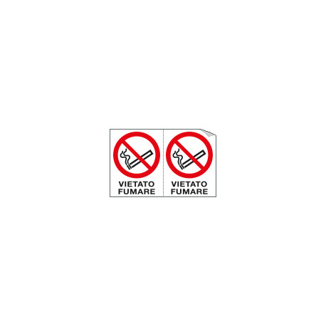 Foglio n. 2 etichette adesive Vietato fumare EN ISO 7010