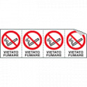 Foglio n. 4 etichette adesive Vietato fumare EN ISO 7010