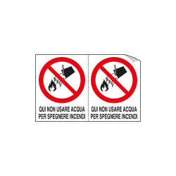 Foglio n. 2 etichette adesive non usare acqua EN ISO 7010