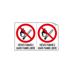 Foglio 2 etichette vietato fumare usare fiamme libere EN ISO 7010