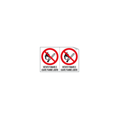 Foglio 2 etichette vietato fumare usare fiamme libere EN ISO 7010