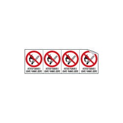 Foglio 4 etichette vietato fumare usare fiamme libere EN ISO 7010