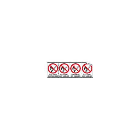Foglio 4 etichette vietato fumare usare fiamme libere EN ISO 7010