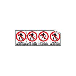 Foglio n. 4 etichette adesive vietato l'ingresso EN ISO 7010