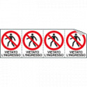 Foglio n. 4 etichette adesive vietato l'ingresso EN ISO 7010