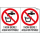 Foglio n. 2 etichette adesive non bere acqua EN ISO 7010