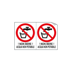 Foglio n. 2 etichette adesive non bere acqua EN ISO 7010