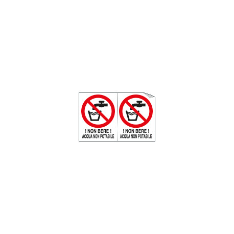 Foglio n. 2 etichette adesive non bere acqua EN ISO 7010