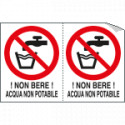 Foglio n. 2 etichette adesive non bere acqua EN ISO 7010