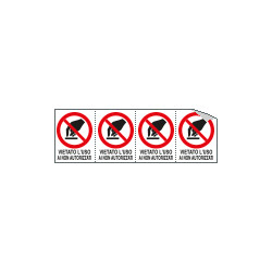 Foglio 4 etichette adesive vietato uso nn autorizzati EN ISO 7010