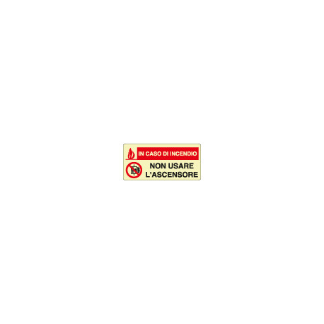 Cartello fotoluminescente non usare ascensore in caso. . . EN ISO 7010