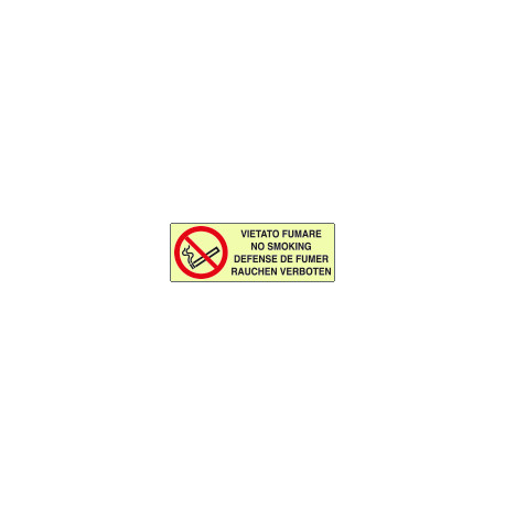 Etichetta adesiva luminescente DIN vietato fumare EN ISO 7010