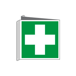 Cartello bifacciale solo simbolo pronto soccorso EN ISO 7010