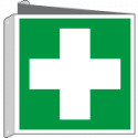 Cartello bifacciale solo simbolo pronto soccorso EN ISO 7010
