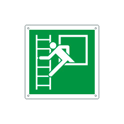 Cartello emergenza finestra con scala solo simbolo EN ISO 7010