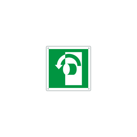 Cartello emergenza girare la maniglia a sn solo simbolo EN ISO 7010