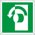 Cartello emergenza girare la maniglia a sn solo simbolo EN ISO 7010