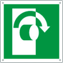 Cartello emergenza girare la maniglia a ds solo simbolo EN ISO 7010