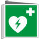Cartello bifacciale solo simbolo defibrillatore EN ISO 7010