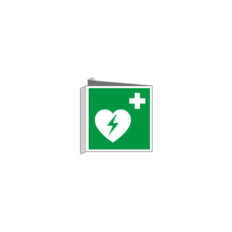 Cartello bifacciale solo simbolo defibrillatore EN ISO 7010
