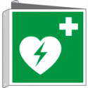 Cartello bifacciale solo simbolo defibrillatore EN ISO 7010