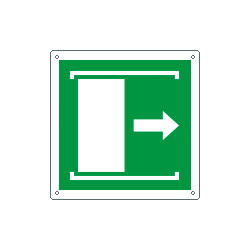 Cartello emergenza porta scorrevole apertura destra EN ISO 7010 E034