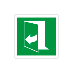 Cartello sicurezza tirare verso sinistra per aprire EN ISO 7010 E057