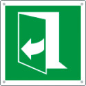 Cartello sicurezza tirare verso sinistra per aprire EN ISO 7010 E057