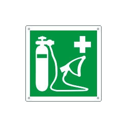 Cartello emergenza ossigeno per rianimazione EN ISO 700 E028