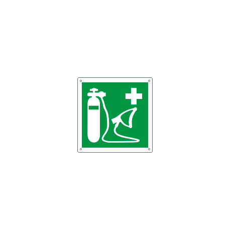 Cartello emergenza ossigeno per rianimazione EN ISO 700 E028