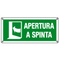Etichetta apertura a spinta freccia a sinistra