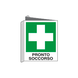 Cartello bifacciale emergenza pronto soccorso EN ISO 7010